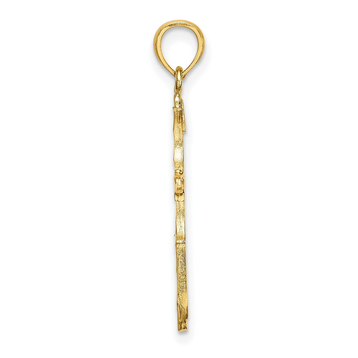 14k Yellow Gold Cross Pendant with Baroque Openwork Design, Gothic Christian Style