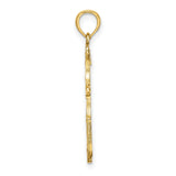 14k Yellow Gold Cross Pendant with Baroque Openwork Design, Gothic Christian Style