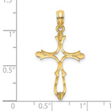14k Yellow Gold Cross Pendant with Baroque Openwork Design, Gothic Christian Style