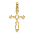 14k Yellow Gold Cross Pendant with Baroque Openwork Design, Gothic Christian Style