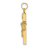 INRI Crucifix Charm Pendant in Real 14k Yellow Gold