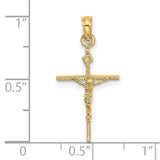 INRI Crucifix Charm Pendant in Real 14k Yellow Gold