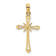 Polished X Center Cross Charm Pendant in Real 14k Yellow Gold