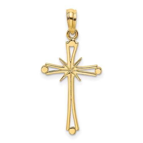 Polished X Center Cross Charm Pendant in Real 14k Yellow Gold