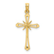 X-Center Cross Charm Pendant in Real 14k Yellow Gold