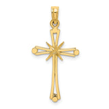 X-Center Cross Charm Pendant in Real 14k Yellow Gold