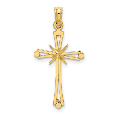 X-Center Cross Charm Pendant in Real 14k Yellow Gold