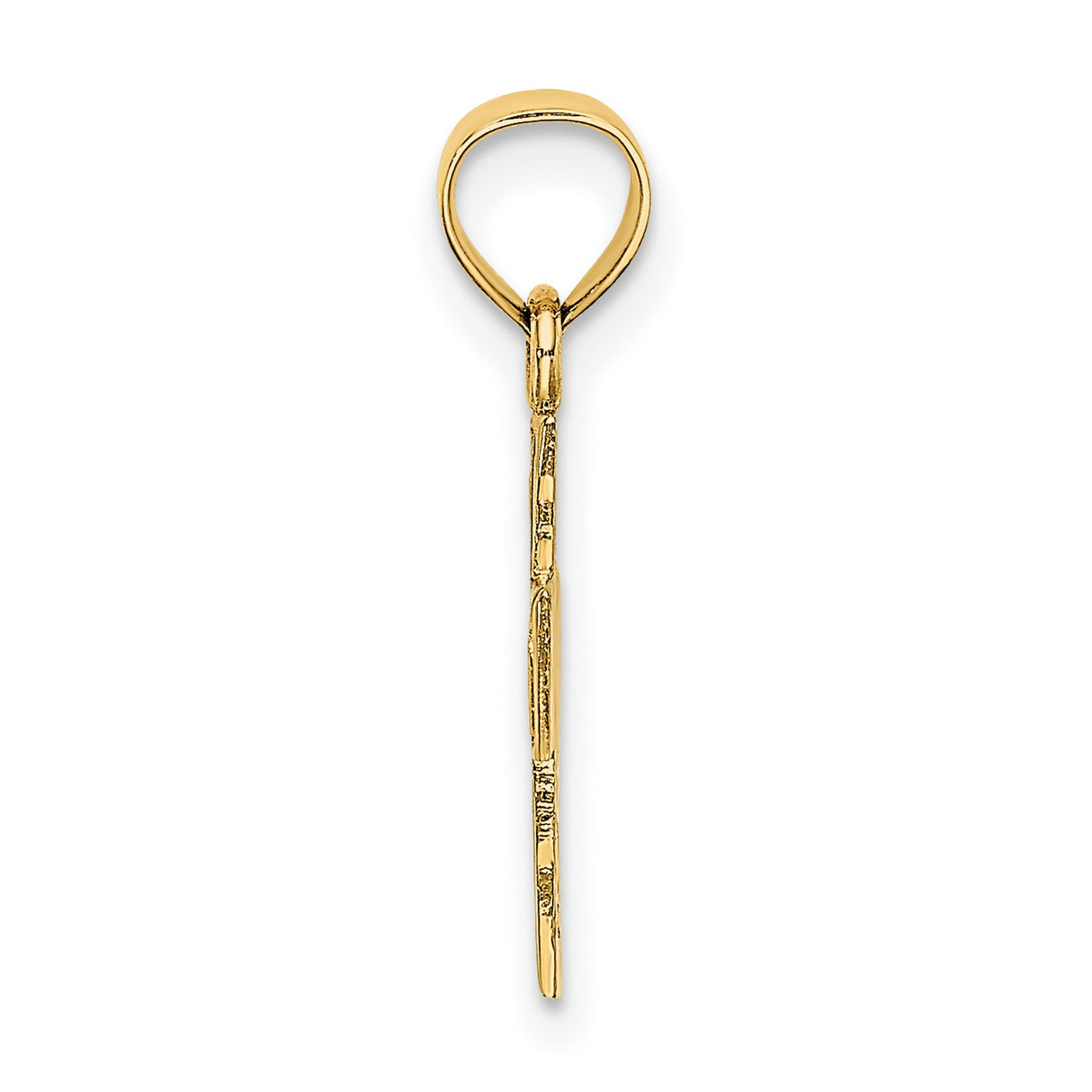 14k Yellow Gold Cross Pendant with Textured Edge and Polished Finish