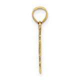 14k Yellow Gold Cross Pendant with Textured Edge and Polished Finish