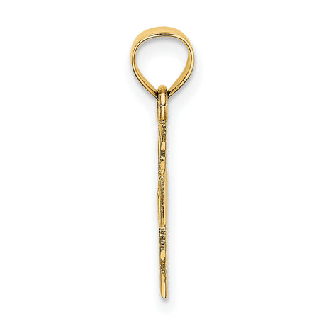 14k Yellow Gold Cross Pendant with Textured Edge and Polished Finish