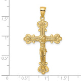 14k Yellow Gold Crucifix Cross Pendant with Jesus INRI Baroque Style Religious Charm