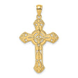 Textured Crucifix Arrow Charm Pendant in Real 14k Yellow Gold