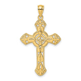 Textured Crucifix Arrow Charm Pendant in Real 14k Yellow Gold