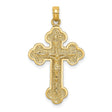 Crucifix Spade Tips Charm Pendant in Real 14k Yellow Gold