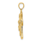 Crucifix Charm Pendant in Real 14k Yellow Gold