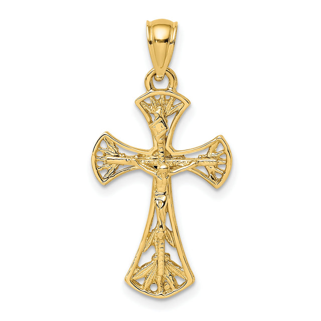 Crucifix Charm Pendant in Real 14k Yellow Gold