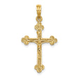 Narrow Budded Crucifix Charm Pendant in Real 14k Yellow Gold