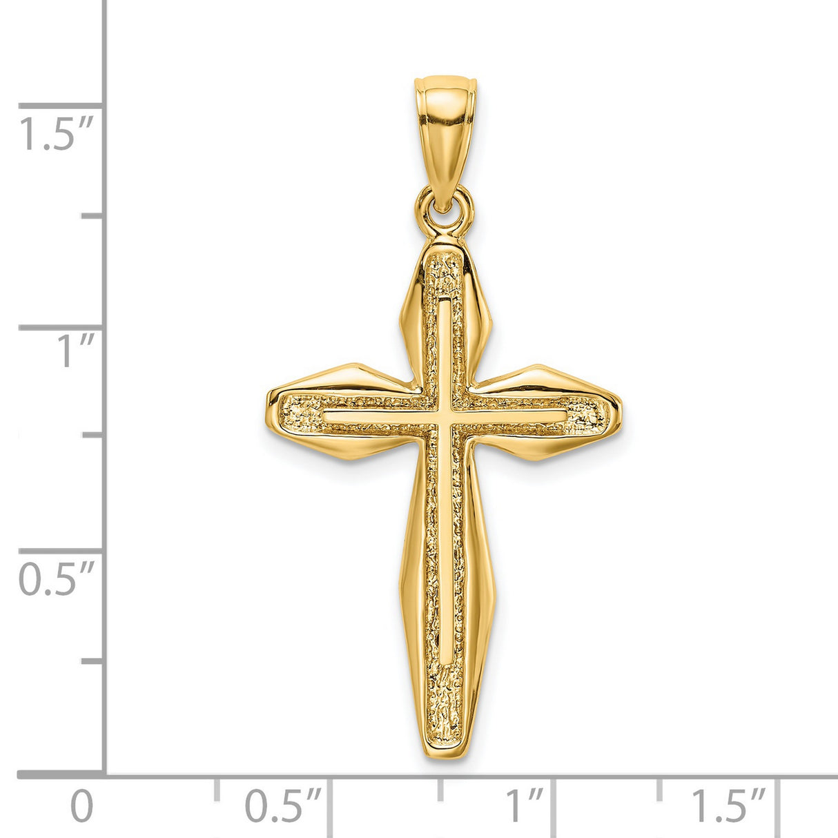 Textured Cross Charm Pendant in Real 14k Yellow Gold