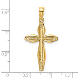 Textured Cross Charm Pendant in Real 14k Yellow Gold