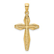 Textured Cross Charm Pendant in Real 14k Yellow Gold