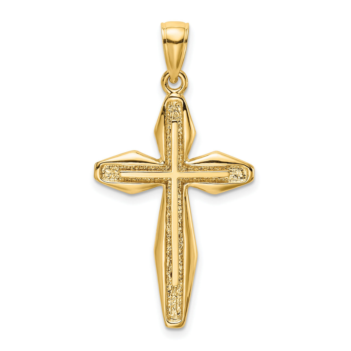 Textured Cross Charm Pendant in Real 14k Yellow Gold