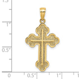 Textured Budded Cross Charm Pendant in Real 14k Yellow Gold