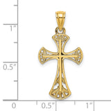 Cut-Out Round Edges Cross Charm Pendant in Real 14k Yellow Gold