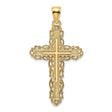 Cross Lace Trim Charm Pendant in Real 14k Yellow Gold