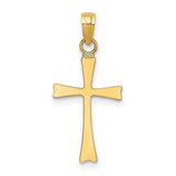 Polished Cross Charm Pendant in Real 14k Yellow Gold