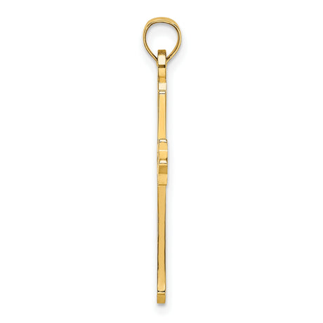 14k Yellow Gold Cross Pendant with Modern Openwork Design, Polished Finish