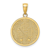 Polished and Satin Miraculous Medal Charm Pendant in Real 14k Yellow Gold