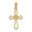 Cut-Out and Flat Cross Flower Charm Pendant in Real 14k Yellow Gold