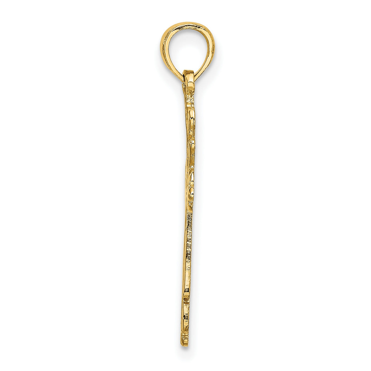 14k Yellow Gold Cross Pendant with Flared Ends and Heart Accents