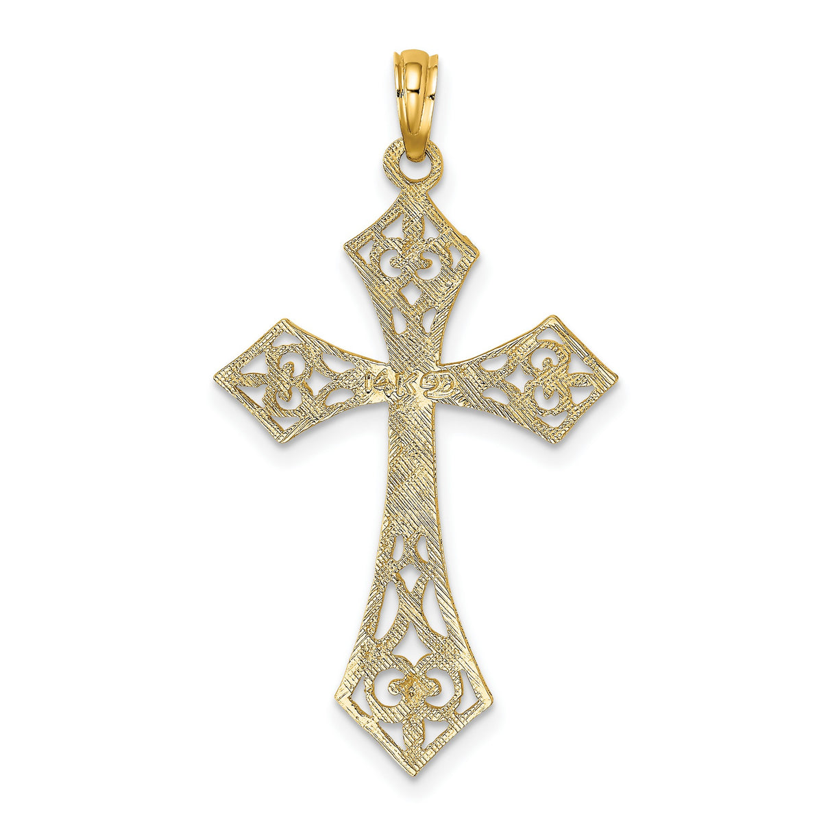 Filigree Cross Charm Pendant in Real 14k Yellow Gold