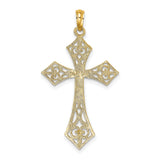 Filigree Cross Charm Pendant in Real 14k Yellow Gold