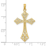 Filigree Cross Charm Pendant in Real 14k Yellow Gold