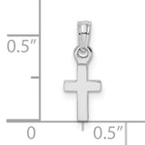 3D and Polished Mini Cross Charm Pendant in Real 14k White Gold