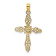 Polished and Cut-Out Cross Charm Pendant in Real 14k Yellow Gold