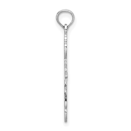 14k White Gold Cross Pendant with Filigree and Starburst Design for Men and Women