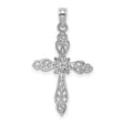 14k White Gold Cross Pendant with Filigree and Starburst Design for Men and Women
