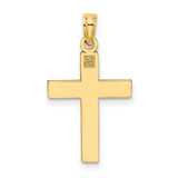 Block Cross Charm Pendant in Real 14k Yellow Gold