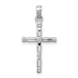 3D Polished Cross Charm Pendant in Real 14k White Gold