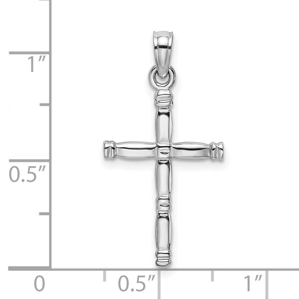 3D Polished Cross Charm Pendant in Real 14k White Gold