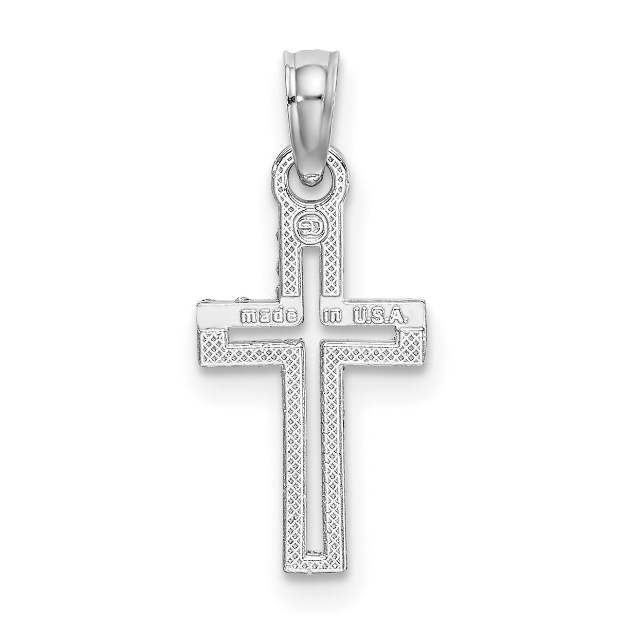 Cross Charm Pendant in Real 14k White Gold