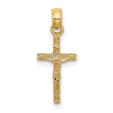 Mini Crucifix Charm Pendant in Real 14k Yellow Gold