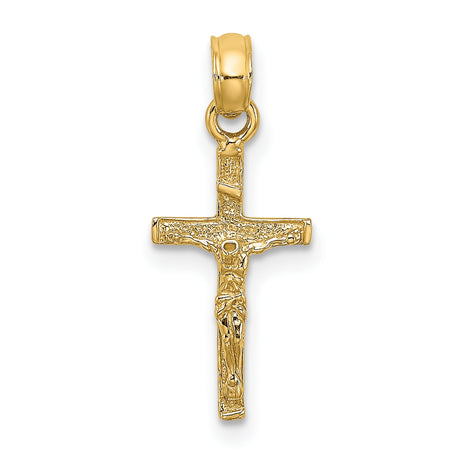 Mini Crucifix Charm Pendant in Real 14k Yellow Gold