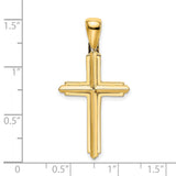 14k Yellow Gold Cross Pendant with Beveled Edges and Mirror Finish for Men and Women