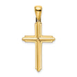 14k Yellow Gold Cross Pendant with Beveled Edges and Mirror Finish for Men and Women