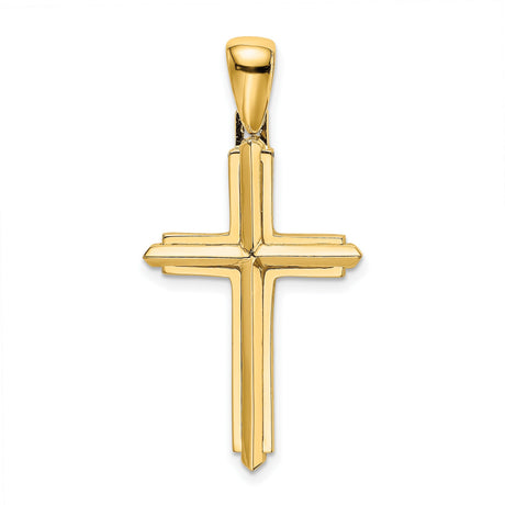 Polished Cross Charm Pendant in Real 14k Yellow Gold