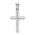 14k White Gold Cross Pendant, Modern Layered Design, Polished Religious Charm for Men and Women